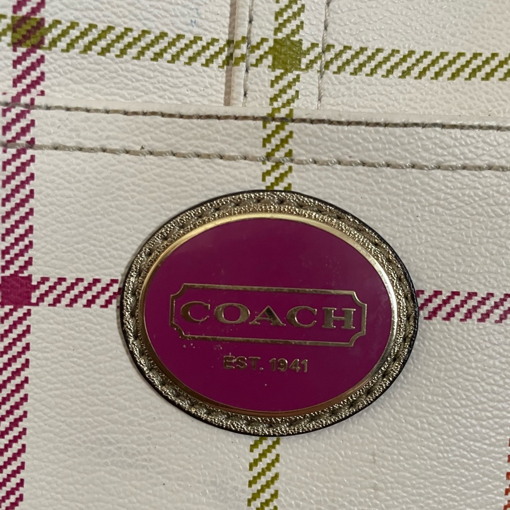 AUTHENTIC Coach Peyton Tattersall Multicolor Plaid Tote